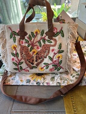 NWT America & Beyond Beaded Leopard Tote
